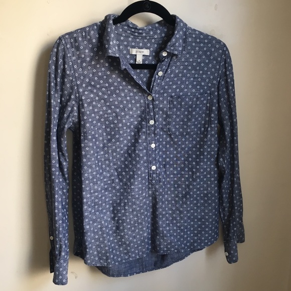 J. Crew Chambray Polka Dot Popover - Picture 2 of 5